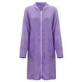 thumbnail image 5 of Arlun Womens Full Zipper Flannel Robes Fuzzy Soft Long Sleeve Loungewear Simple Solid Color Winter Warm Comfortable Sleepwear Casual Loose Knee Length Bathrobe Purple XL, 5 of 8