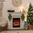thumbnail image 6 of AHeartcove 2 Pack Christmas Greenery Cedar Teardrop Swag with Velvet Ribbon Bow and Rustic Vintage Bells - Artificial Swag Wreath for Tree Outdoor Front Door Farmhouse Home Wall Mantle Decor(Khaki), 6 of 6