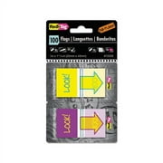 Pop-Up Fab Page Flags w/Dispenser "Look", Purple/Yellow Yellow/Teal, 100/Pack