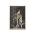 thumbnail image 1 of Animal Wall Art with Frame, Tiger Couple in the Jungle on Big Rocks Image Wild Cats in Nature Image Print, Printed Fabric Poster for Bathroom Living Room, 23" x 35", Grey and Ginger, by Ambesonne, 1 of 2