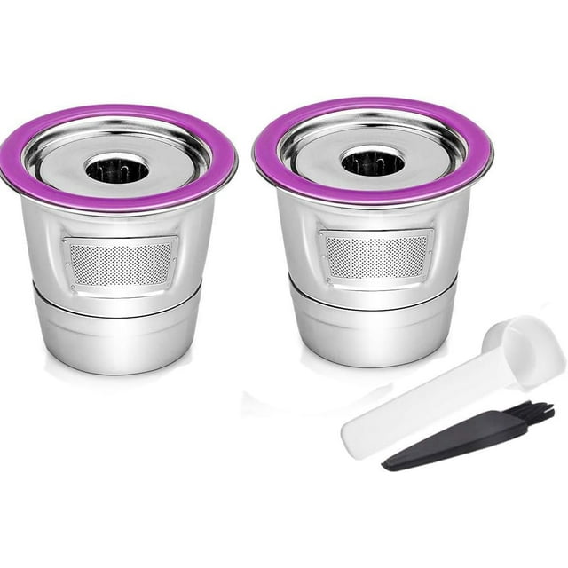 2 Pack Reusable K Cups Coffee Filter Stainless Steel K Cup Reusable Coffee Pods Filters Compatible for K eurig 1.0 & 2.0 Coffee Makers Refillable Capsule Cup Metal Coffee Filter