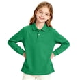 thumbnail image 6 of Girl's Long Sleeve Polo Shirt Stretch Pique Polo Shirts School Uniform Green,12-13 Years, 6 of 8