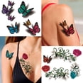 thumbnail image 5 of Tatuajes temporales de 78 estilos para mujeres y adultos, 3D Pegatinas de tatuajes de mariposas, tatuajes temporales realistas para mujer, resistentes al agua, de larga duración, con flores, 5 of 5