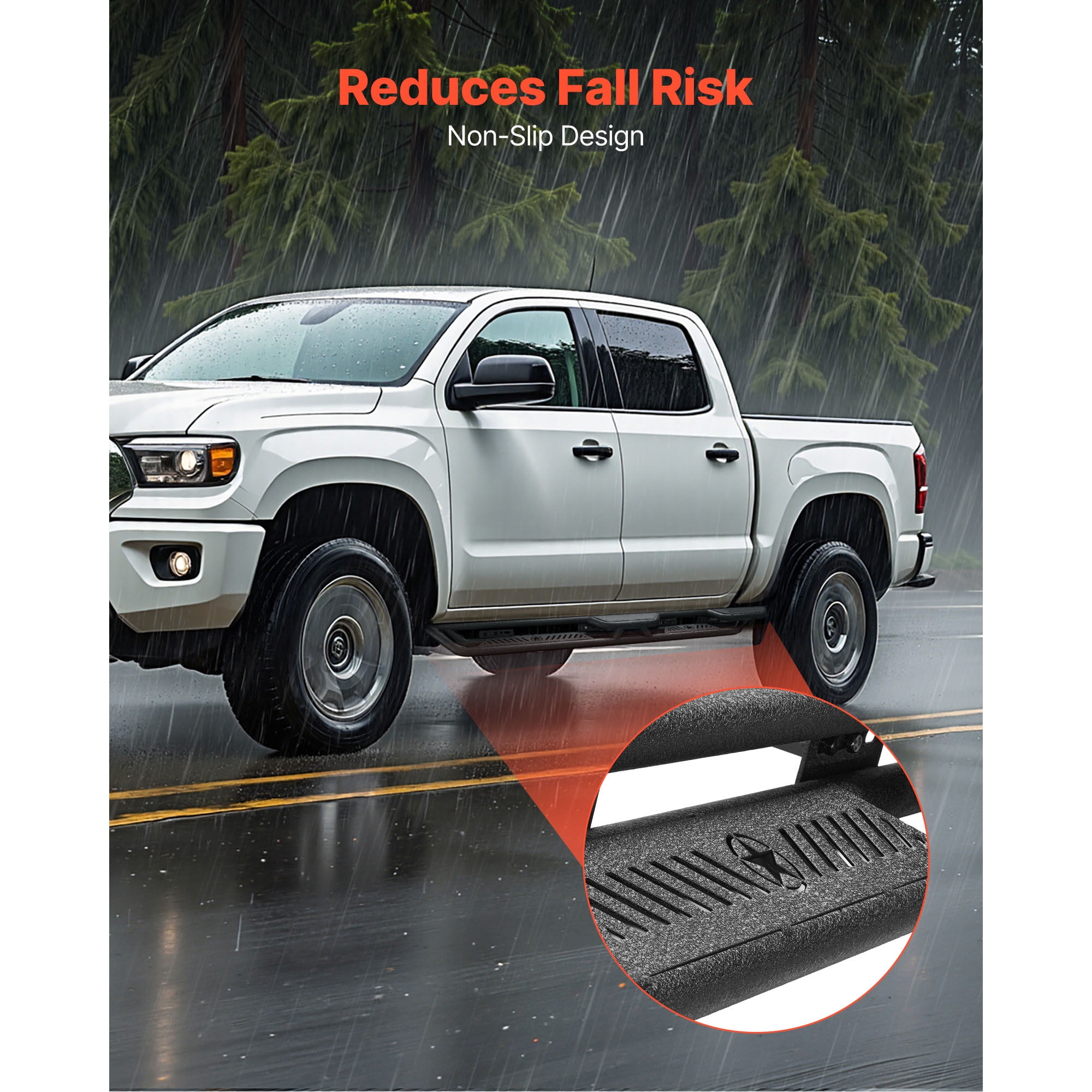 KFFKFF 6-Inch Side Steps for 2024-2025 Toyota Tacoma Double Cab, Black Carbon Steel Running Boards, 550 lbs Capacity, Durable Non-Slip Design with Anti-Rust Coating