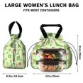 thumbnail image 5 of Mushroom and Frog Green Pattern Drawstring Insulated Lunch Bag for Women, Stain-Resistant Large Lunch Tote with Multi-Pockets for Work Office, 5 of 6