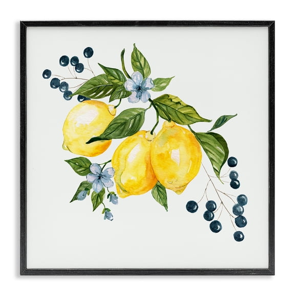 Stupell Industries Rustic Lodge Lemons with Blossoms & Berries Black Framed Giclee Art, 12 x 12, by Livi Finn