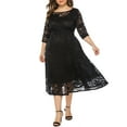 thumbnail image 2 of gakvbuo Plus Size Dresses For Curvy Women Wedding Guest Fall Dresses For Women 2023 Women's Large Size Hollow Lace Pocket Dress Evening Dress Long Skirt, 2 of 3