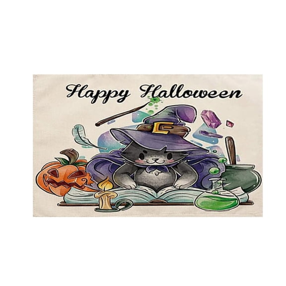 Halloween Themed Placemat For Dining Table Kitchen And Living Room Decorative Holiday Dinner Mat Heat Small Mats for Tables Table Doilies round Outdoor Place Mats for Tables Placement Mats for Dining
