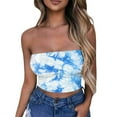 thumbnail image 2 of Alkepwun Womens Fashion 2025 Summer Floral Tube Top Ruched Going Out Bandeau Sleeveless Strapless Crop Tops Bras, 2 of 4