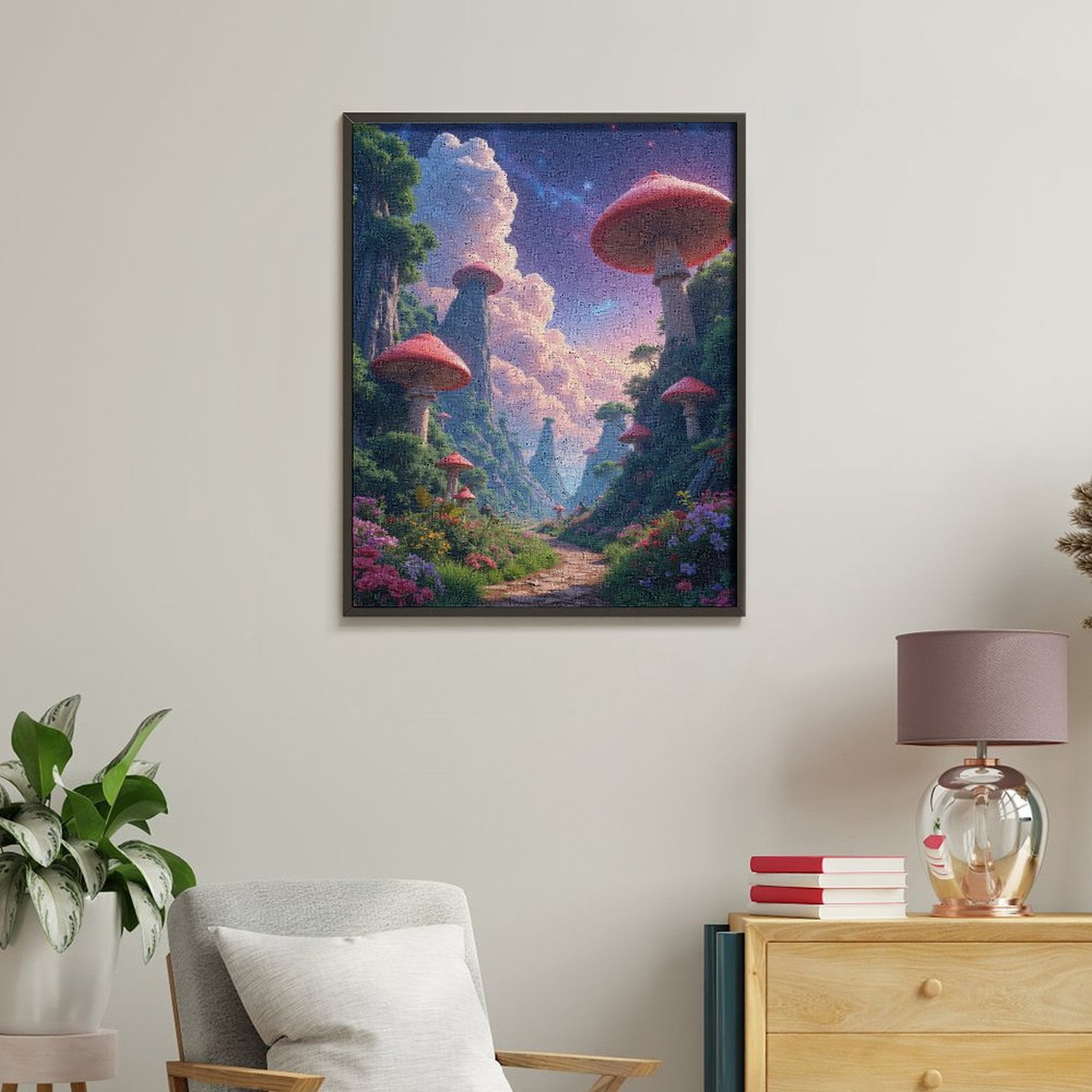 Paint by Numbers Kit for Adults, Whimsical Fantasy Mushroom Landscape Paint by Numbers, Easy Paint by Numbers Kit for Adults Beginner, DIY Adult Paint by Number Kits on Canvas, 12x16in Home Decor