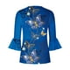 thumbnail image 5 of Blusa de verano para mujer con estampado de pliegues sexy y mangas 3/4 con cuello en V y botones OAVQHLG3B Store  lin121212, 5 of 5