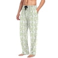 thumbnail image 5 of Men's Lightweight Pajama Bottoms Vertical Green Sprigs Stretch Elastic Waist Side Pockets Spring Fall, 5 of 7