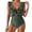EV48_Army Green, variant on IYYVV Women's One Piece Swimsuit Tummy Control Ruffle Bathing Suit V Neck Ruched Swim Suit Slimming Cutout Swimwear Blue L