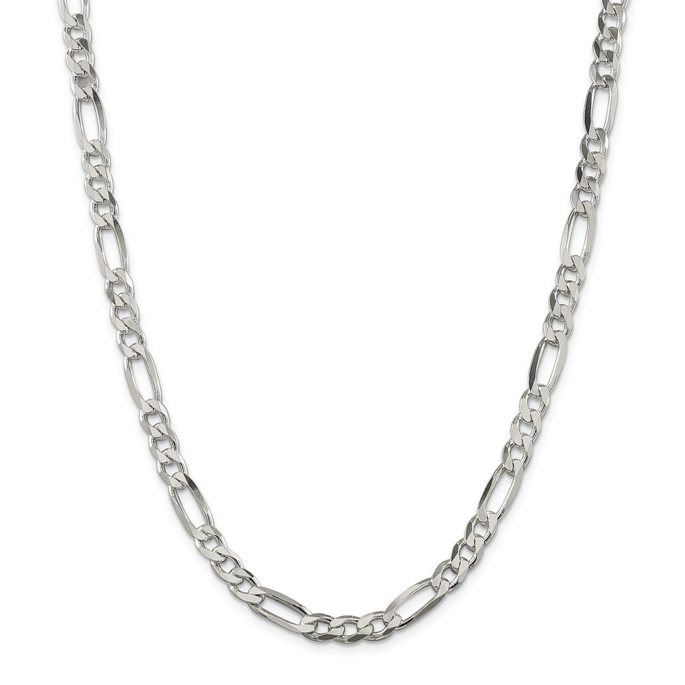 White Sterling Silver necklace Figaro chain 22 in 6.75 mm - Walmart