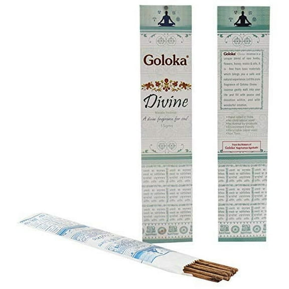 Goloka Divine Sticks Incense Natural Fragrance Hand Rolled Indian Agarbatti Pack of 6