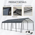 thumbnail image 4 of CarButler 13x26.5ft Metal Heavy Duty Carport Outdoor Canopy Large Garage with Galvanized Steel Roof and Frame for Driveway Car,Truck, 4 of 7