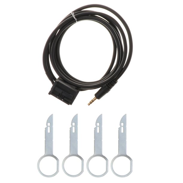 Kit de cables de instalación de audio para estéreo de audio auxiliar de automóvil, conectores de sonido premium blindados, 56 pulgadas para S-MAX Sunnimix Cable AUX. De audio para el automóvil