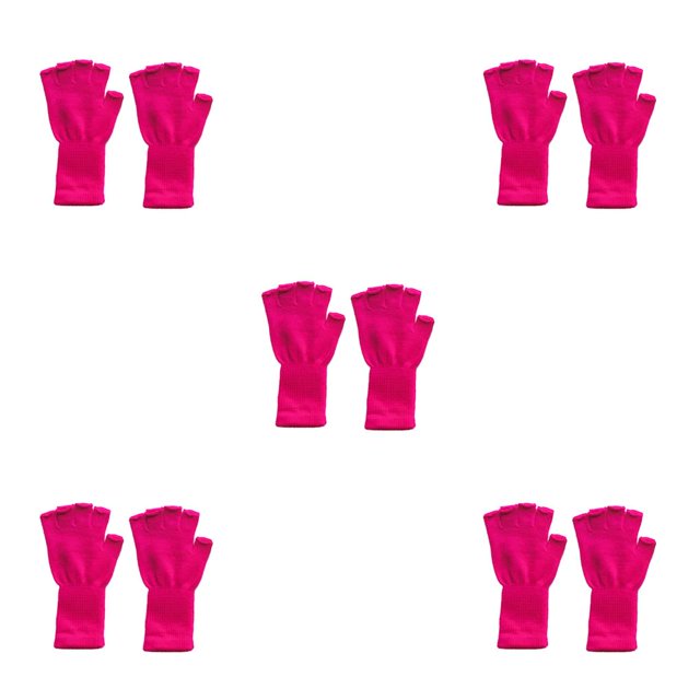 Guardurnaity 1 par de guantes sin dedos Accesorio de ropa cómodo Calentadores de manos térmicos Guante largo de punto para exteriores Rosa roja Type2 NO2
