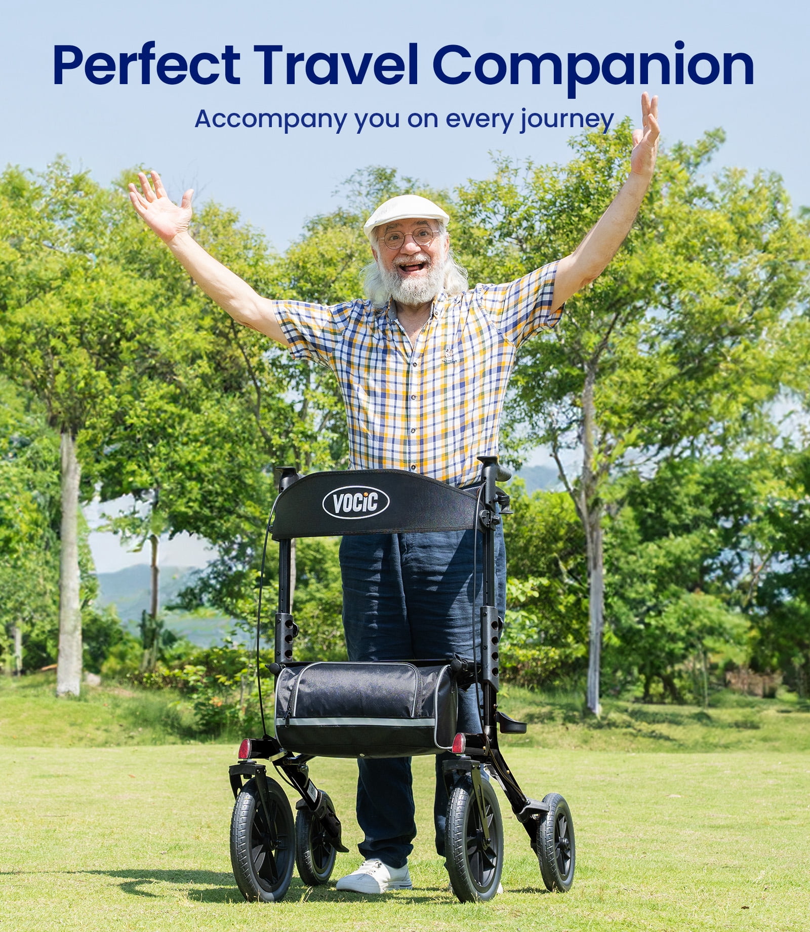 VOCIC Rollator Walker Z57 Outdoor with 12