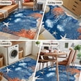 thumbnail image 6 of Summer Ocean Washable Area Rugs 2.7'x5', Coastal Jellyfish Orange Corals Shells Dark Blue Low Pile Throw Living Room Rug Non-Slip Sturdy Edge Binding Carpet for Indoor Entryway Bedside Kitchen, 6 of 9
