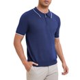 thumbnail image 4 of CAMISA POLO FORMAL PARA HOMBRE INSPIRE CHIC DÍA DEL PADRE, DE COLOR SÓLIDO, MANGA CORTA, CON CREMALLERA, AJUSTE SLIM, CLÁSICA, EN AZUL MARINO, 4 of 5