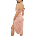 thumbnail image 4 of KOMOO Women Ruched Midi Dress Sleeveless Side Split Banquet Dress High Waist Strapless Bodycon Dress, 4 of 8