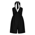 thumbnail image 4 of Levmjia Women Jumpsuit Casual Summer Cotton V Neck Wide Leg Romper with Pockets Breathable Comfortable Office Work Holiday Travel Plus Size Boho Chic Outfit, 4 of 7