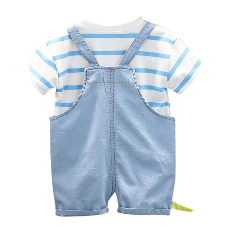 Cute Baby Boy Outfits Baby Boy's Denim Overalls Set Striped T