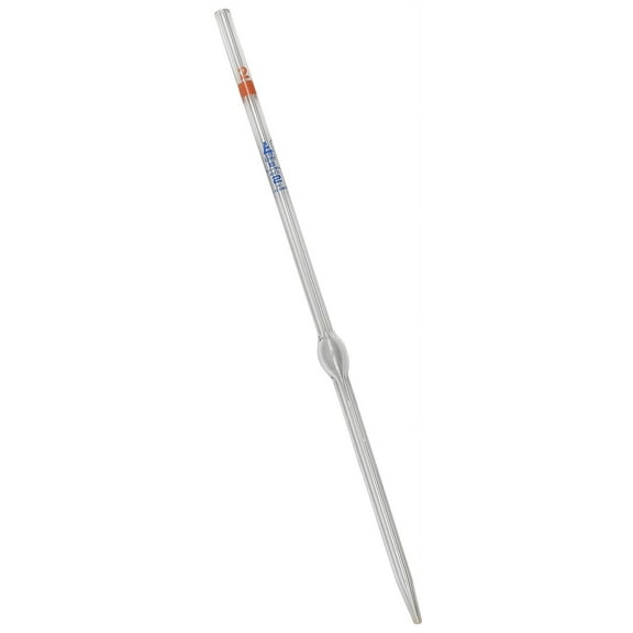 Bulb Form Pipette, 2ml - Class B, Tolerance - Blue Graduations - Color , Orange - Borosilicate Glass - Eisco Labs
