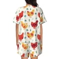thumbnail image 6 of Goofa Flower Chicken for Womens Cotton 2 Piece Pajamas Set Classic Short Sleeve Pjs Set Soft Button Down Sleepwear Loungewear-XX-Large, 6 of 7