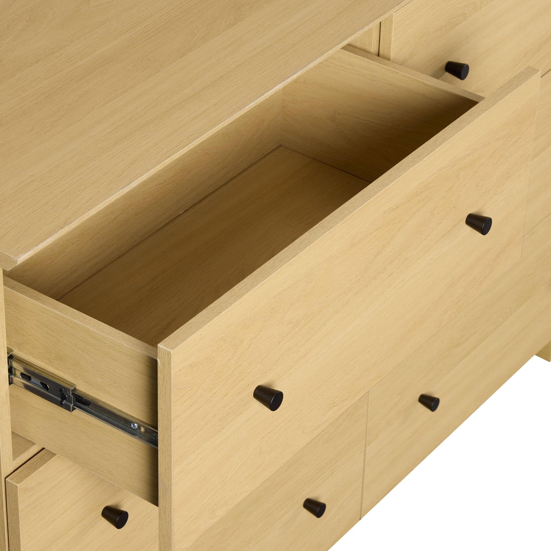 Wooden 6-Drawer Double Dresser, Mid Century Chest of Drawers with Oak Wood Finish, 47" Wide