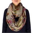 thumbnail image 1 of Peach Couture Cherry Blossom Scarf Floral Print Infinity loop Scarves Taupe Scarf, 1 of 1