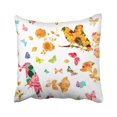 thumbnail image 1 of Funda de almohada ABPHQTO Siluetas de Pájaros Mariposas Flores y Hojas Acuarela 45x45 cm, 1 of 1