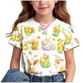 thumbnail image 2 of hengsof Girls Spring Easter Bunny Graphic T-Shirt Fashionable Soft Breathable Pullover Holiday Themed Short Sleeve Crew Neck Top Sizes 3-14, 2 of 8