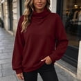 thumbnail image 5 of Ahdbta Women's Oversized Sweatshirts Mock Turtleneck Sweatshirt Casual Loose Drop Shoulder Long Sleeve Pullover Tops, 5 of 6