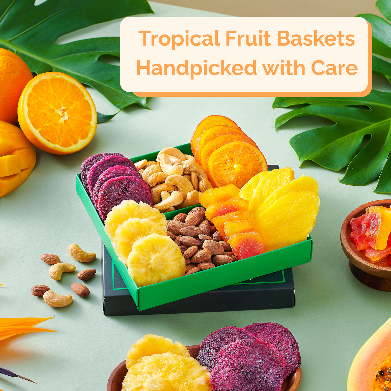 TropiJoy Dried Fruit Basket Gift -7 Tropical Flavor Soft Dried Fruit Gift Basket Fruit Baskets Gifts | Father Day Gifts Fathers Day Gourmet Food Gifts