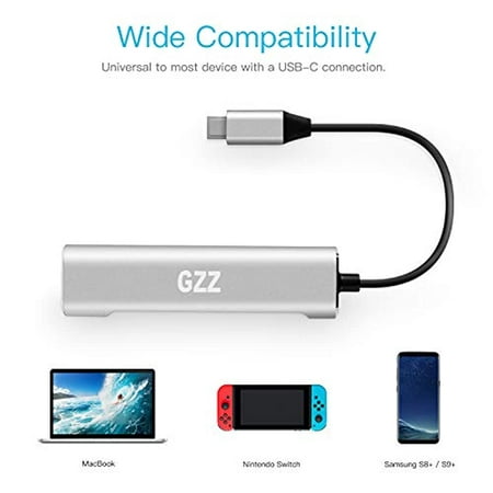 USB Type C to HDMI Digital AV Multiport Hub, USB-C (USB3.1) Adapter for Nintendo Switch, Samsung DEX Mode, MacBook Pro and More, with USB3.0, USB2.0, 4K HDMI and PD Charging, Portable Dock Aluminium