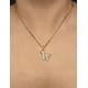 thumbnail image 3 of Cadena y dije de brillos con corona de oro laminado letra W, 3 of 7