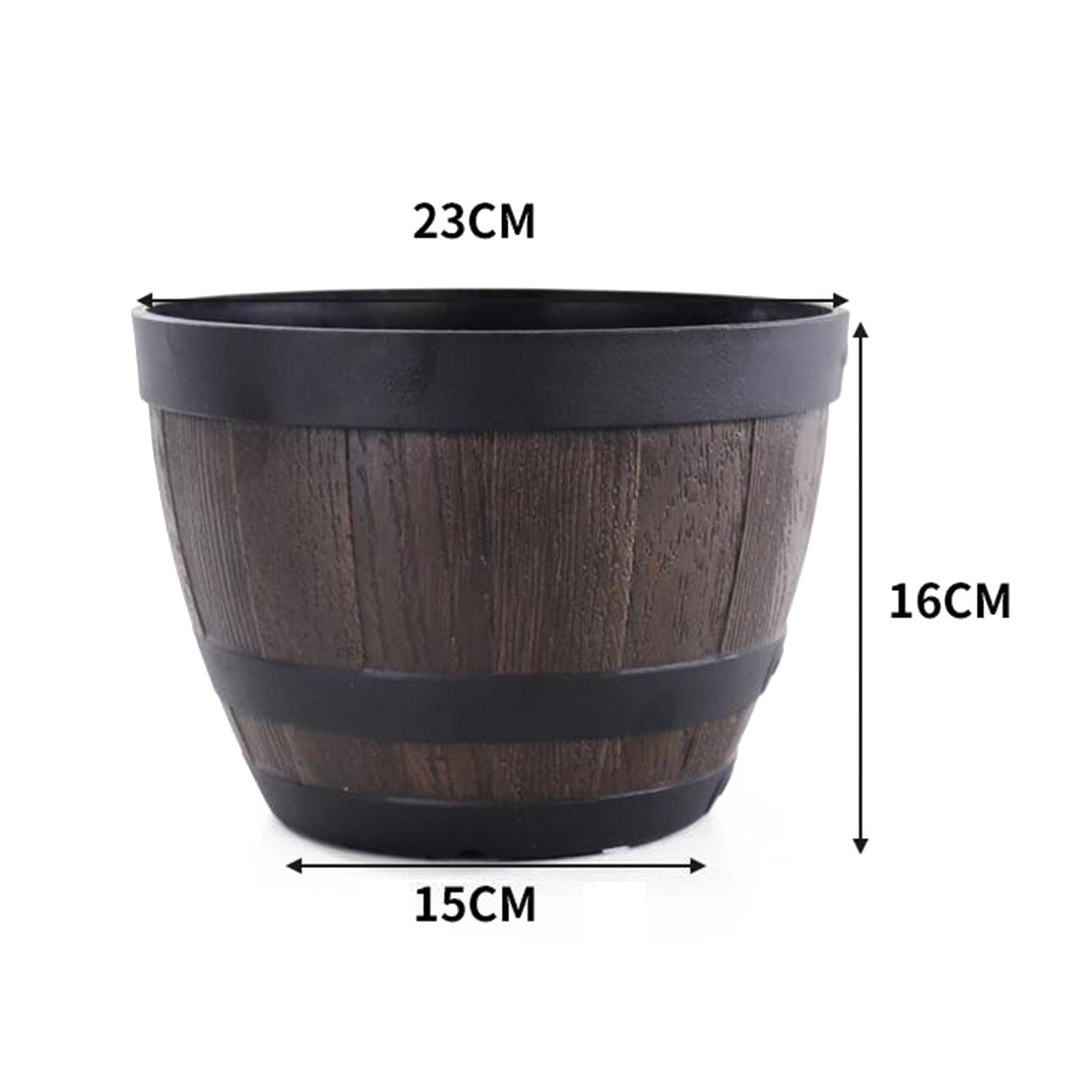 2x Resin Bucket Barrel Planters - Rustic Flower Planters Pots Boxes Container