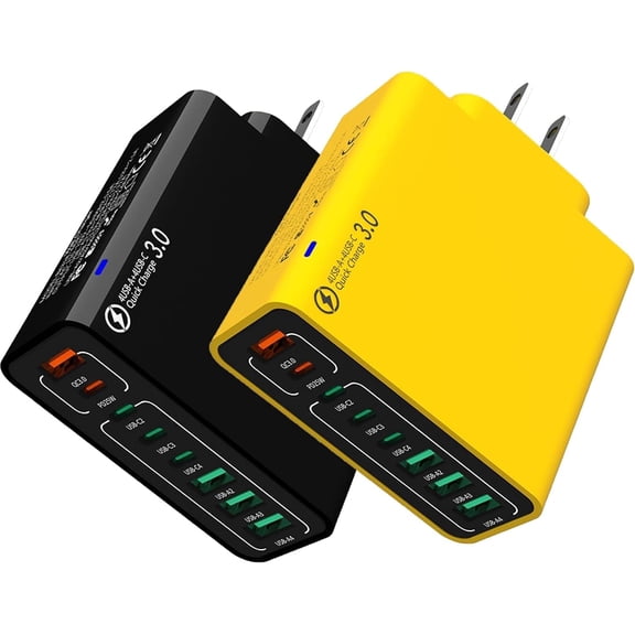 8 in 1 Waterproof Ports USB Fast Charger, Travel Phone Charger Plug Outlet,Multiple Fast Charging Station, with 4 Type C and 4 USB Ports for Home Office Travel (Black)