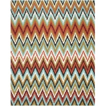 SAFAVIEH Cedar Brook Carthach Chevron Cotton Area Rug, Teal/Red, 7'3" x 9'3"