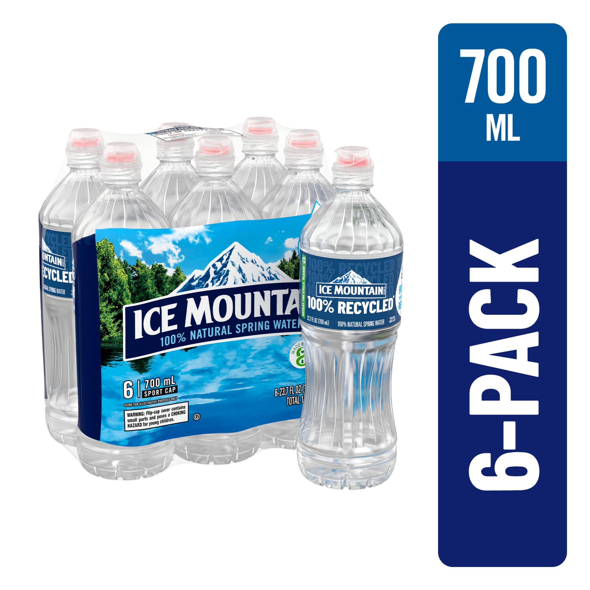 ICE MOUNTAIN Brand 100% Natural Spring Water, 23.7-ounce plastic sport cap bottles (Pack of 6), 2 Count