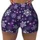 thumbnail image 2 of Fotbe Christmas Purple Snowflakes Shorts Sin Costuras – Shorts Deportivos de Cintura Alta para Mujer, Elásticos para Gimnasio, Yoga, Running o Ciclismo-Large, 2 of 8