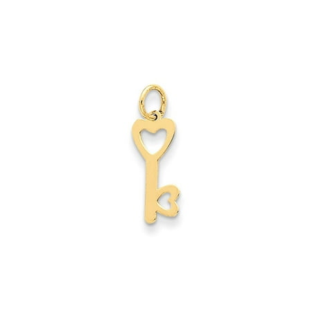 Gold Polished Lock Charm - 14k Yellow Gold Polished Heart-Shaped Key and Lock Charm - .3 Grams - Measures 20.7x7.6mm