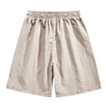 thumbnail image 4 of IYTR Men's Shorts Elastic Waist Drawstring Solid Color Shorts Summer Casual Beach Outdoor Sweatpants (Beige,XXXL), 4 of 8