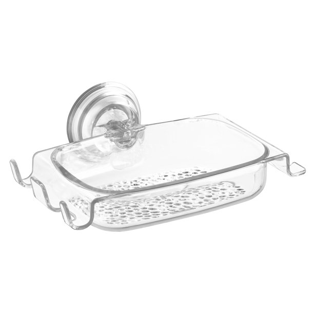 iDesign Rain Power Lock Suction Soap Dish with Razor and Toothbrush