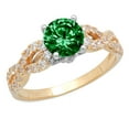 thumbnail image 2 of 1.42 ct Round Cut Simulated Emerald Solitaire with Accents Engagement Ring for Women in 18K Yellow/White Gold, 2 of 2