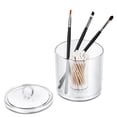 thumbnail image 1 of Cotton Balls Swabs Organizer with Lids, 4 x 5 inch Round Q-Tips Pads Holder Bathroom Canister Jar, Clear Acrylic Storage Container for Cosmetic Makeup Sponges Wipes, Eyebrow Blush Brush, 1 of 7