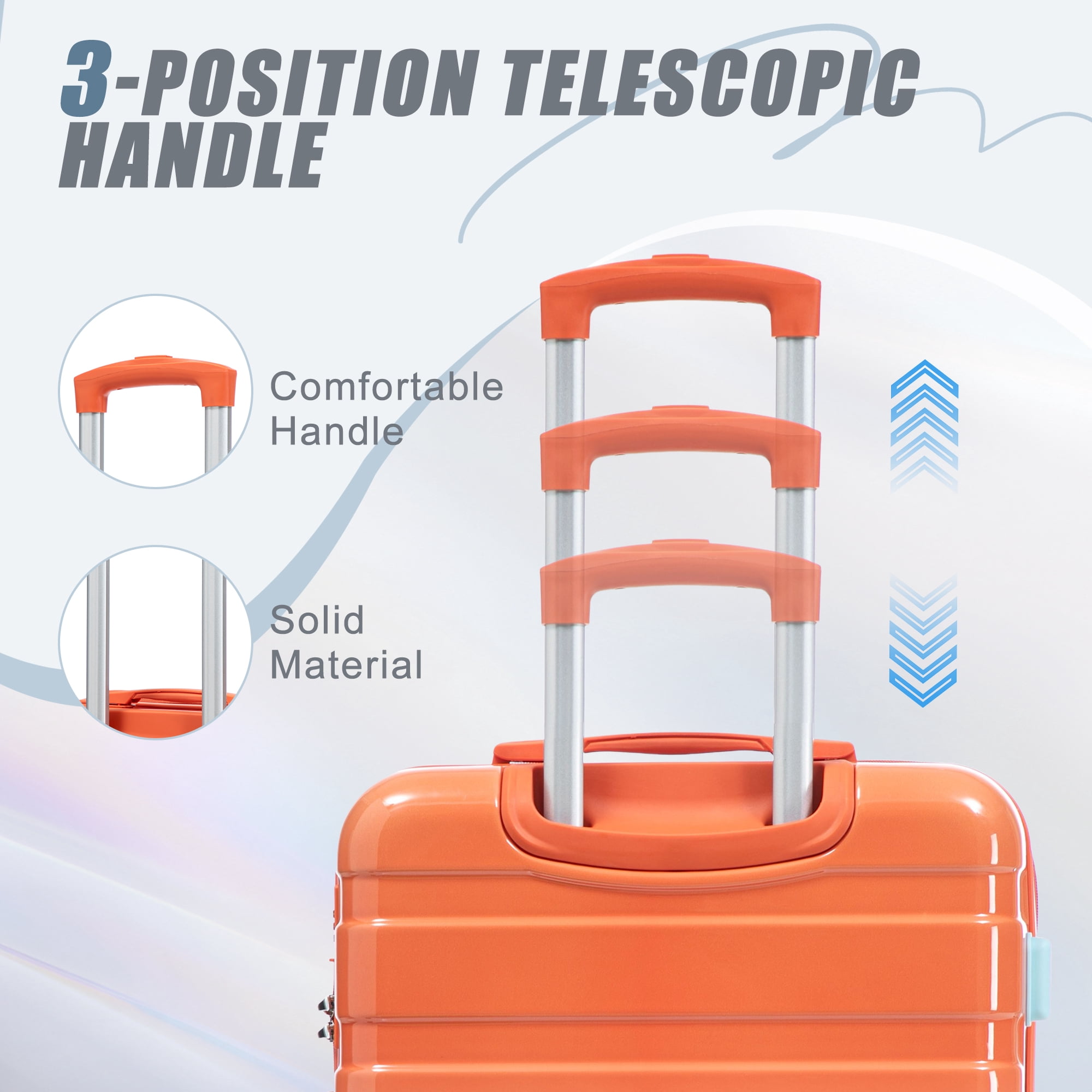 Alvantor 3 Piece Luggage Sets, Hardside Lightweight Suitcase with Gradient Color and Combination Lock, 20/24/28 Inch, Blue+Red