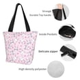 thumbnail image 5 of Vsdgher Cute Rabbit Flower print Reusable Shopping Grocery Bags for Women Shopping with Pouch Foldable Pouch Lightweight Polyester Fabric, 5 of 6